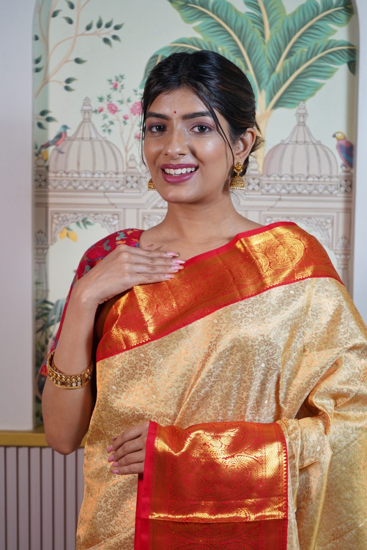 Beige Kanjeevaram Saree