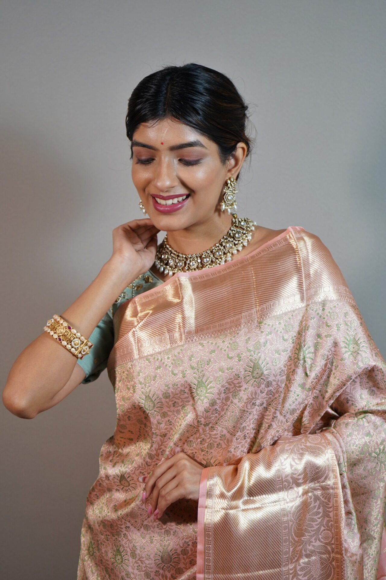 Peach Kanjivaram Silk Saree