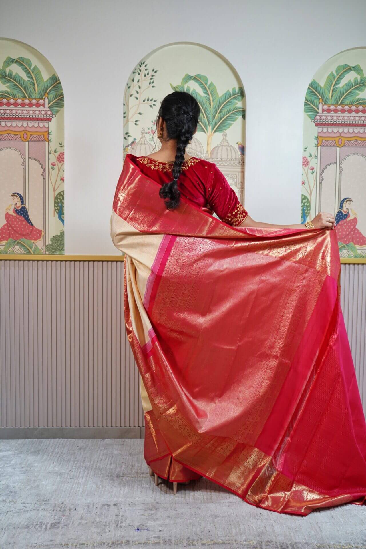 Beige Kanjeevaram Saree