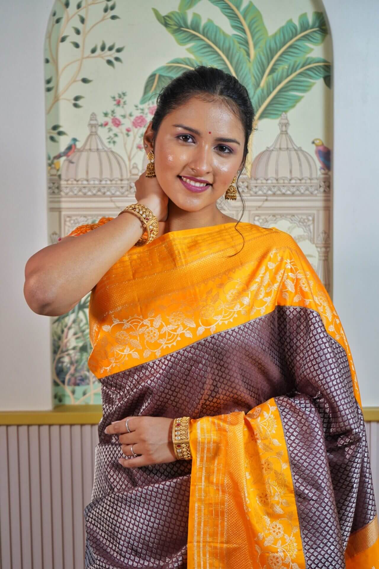 Deep Brown Kanjeevaram Saree