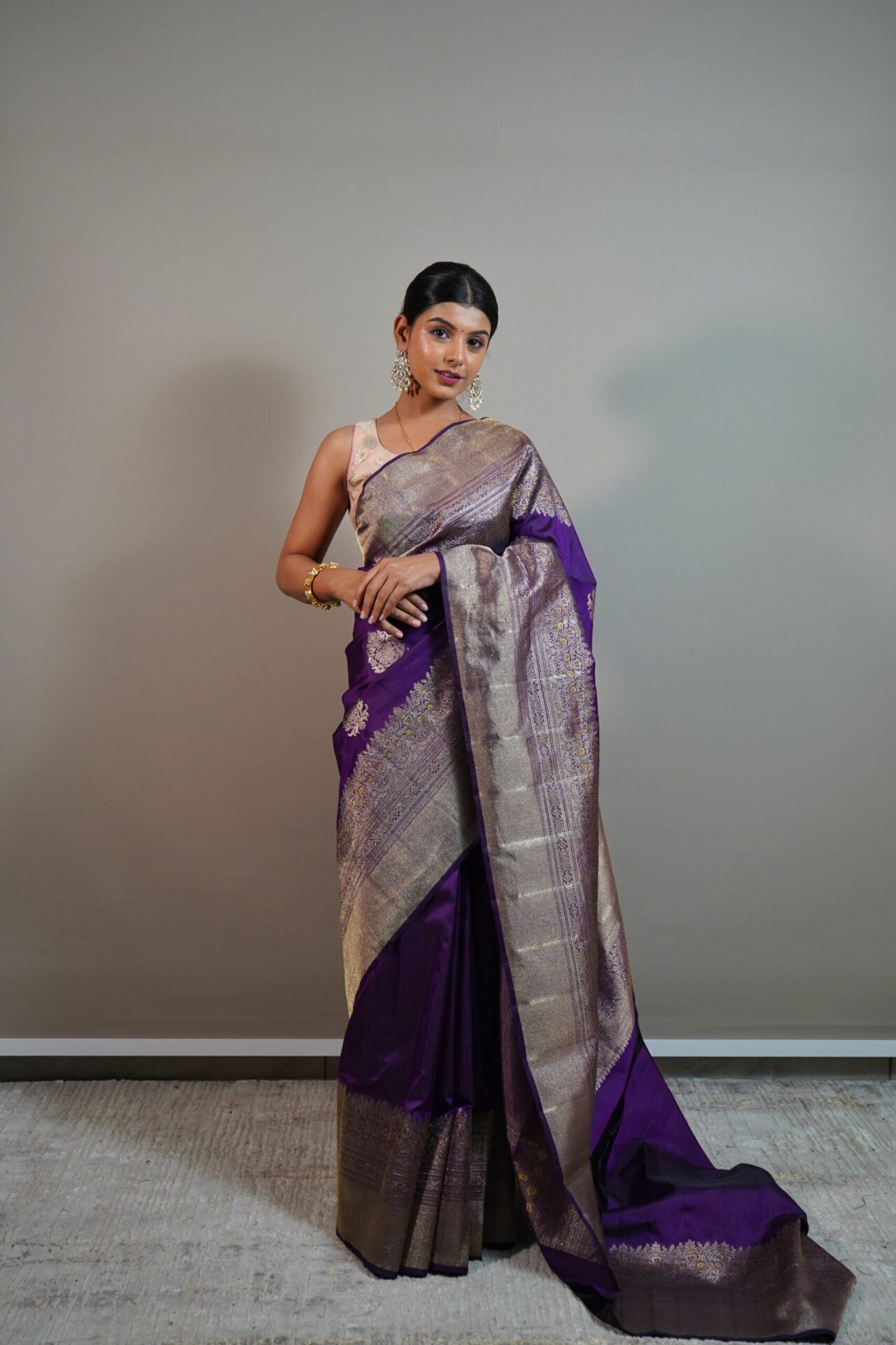 Indigo Purple Kanjeevaram Saree