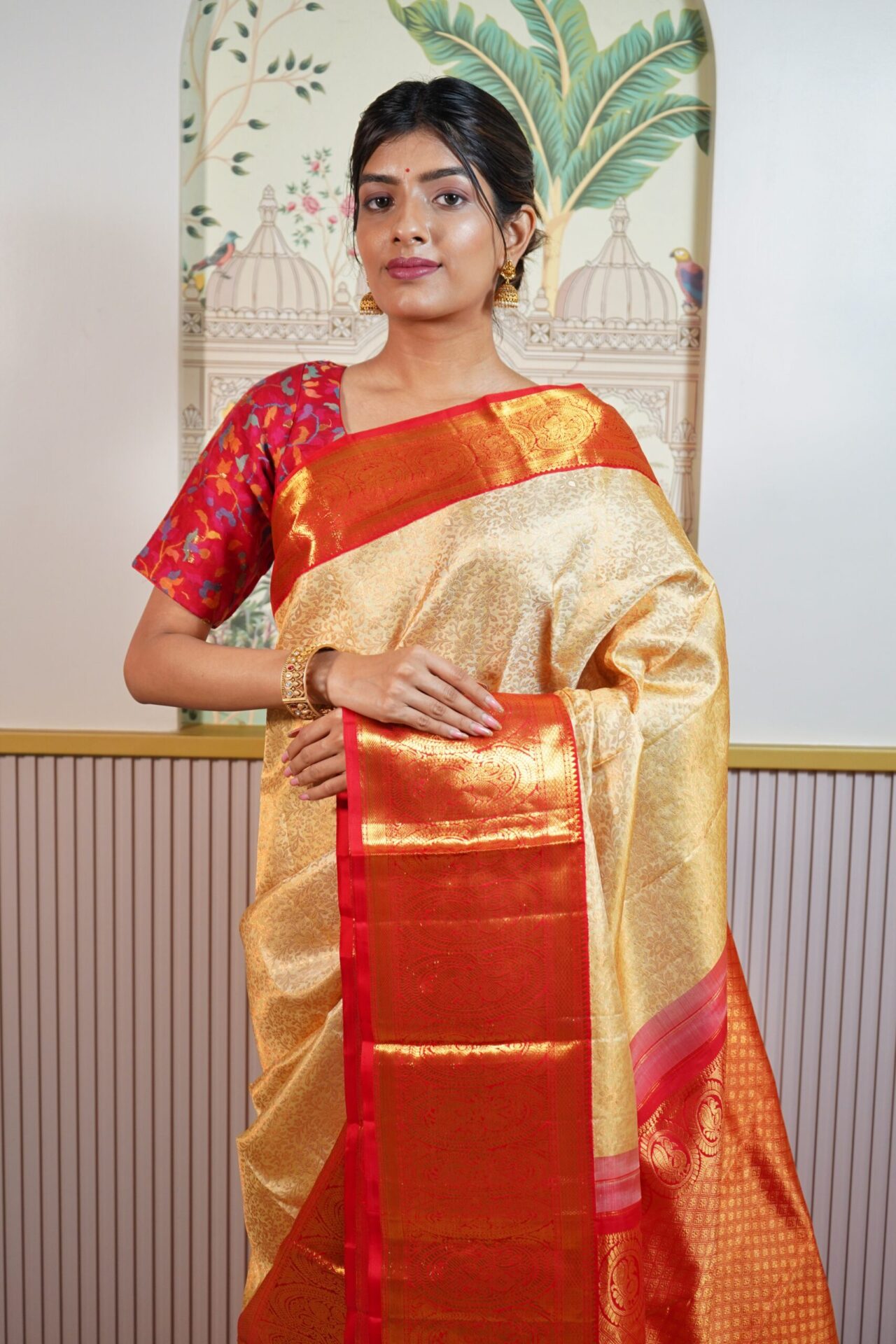 Beige Kanjeevaram Saree