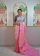 Grey With Pink Kanjeevaram Saree