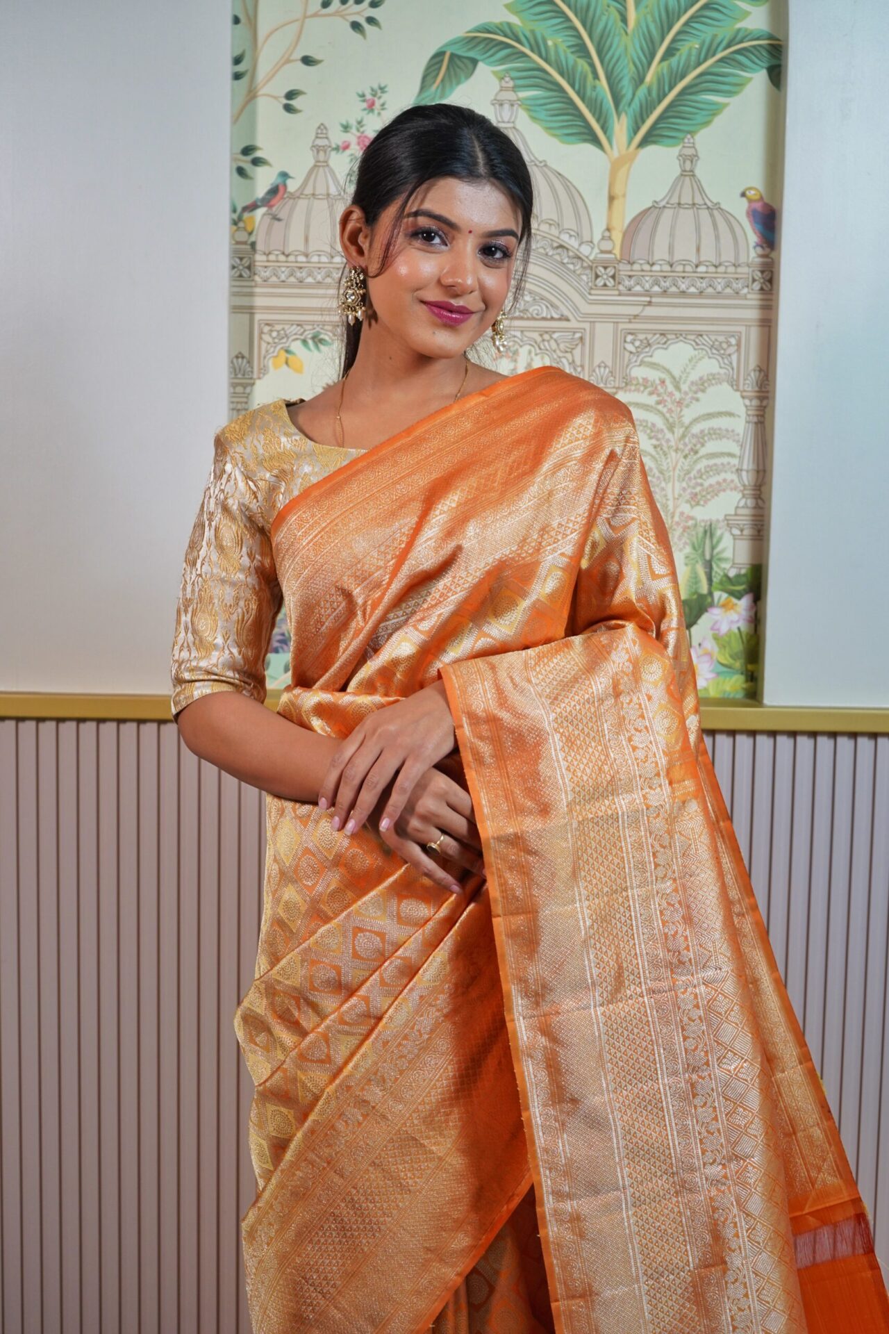 Orange Kanjeevaram Saree