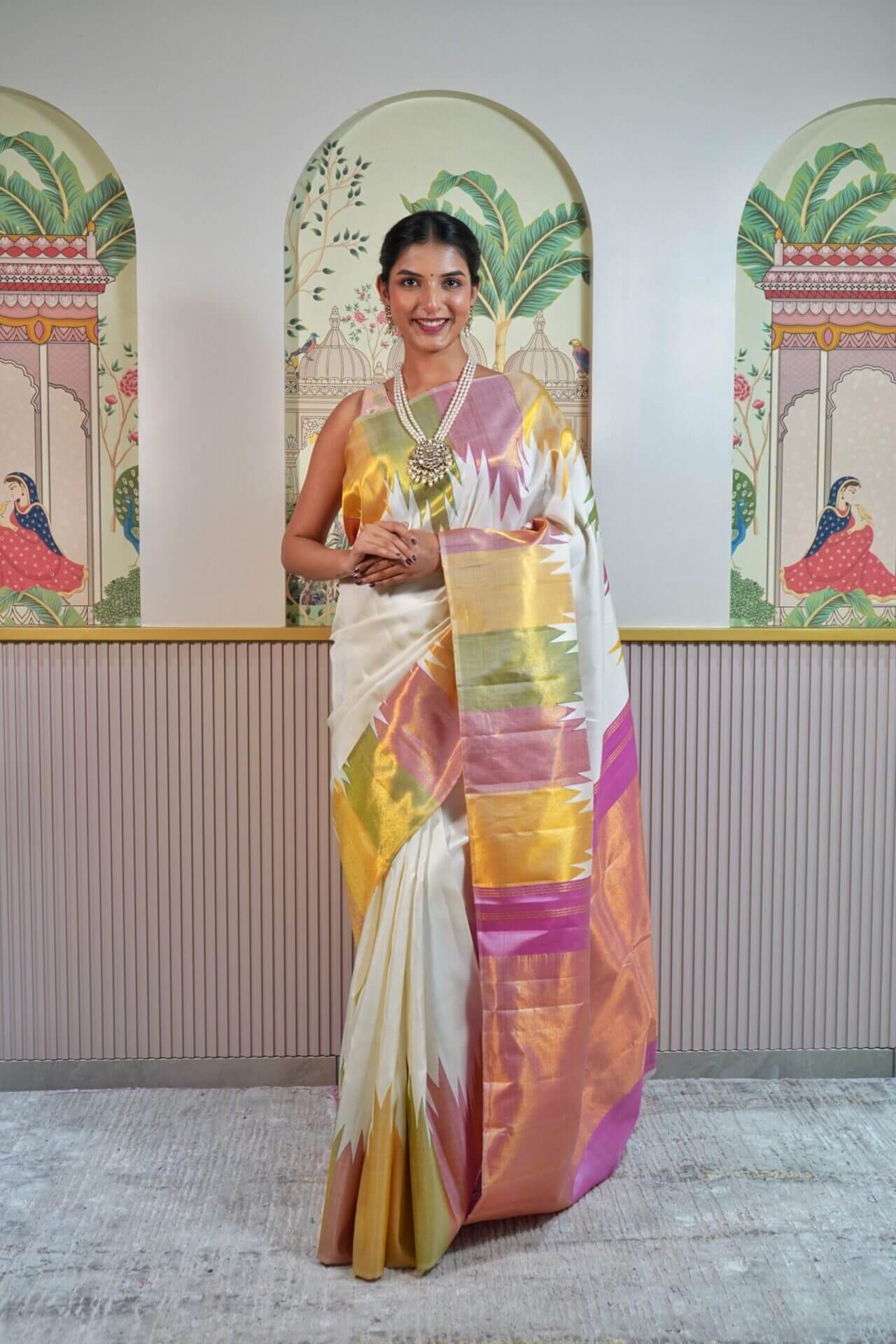 White Kanjeevaram Saree