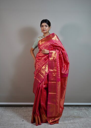 Dark Pink Kanjivaram Silk Saree
