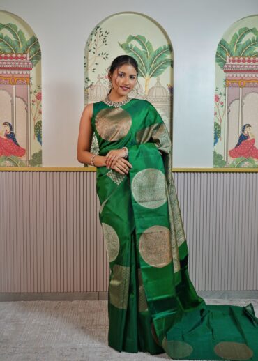 Bottle green Kanjeevaram saree