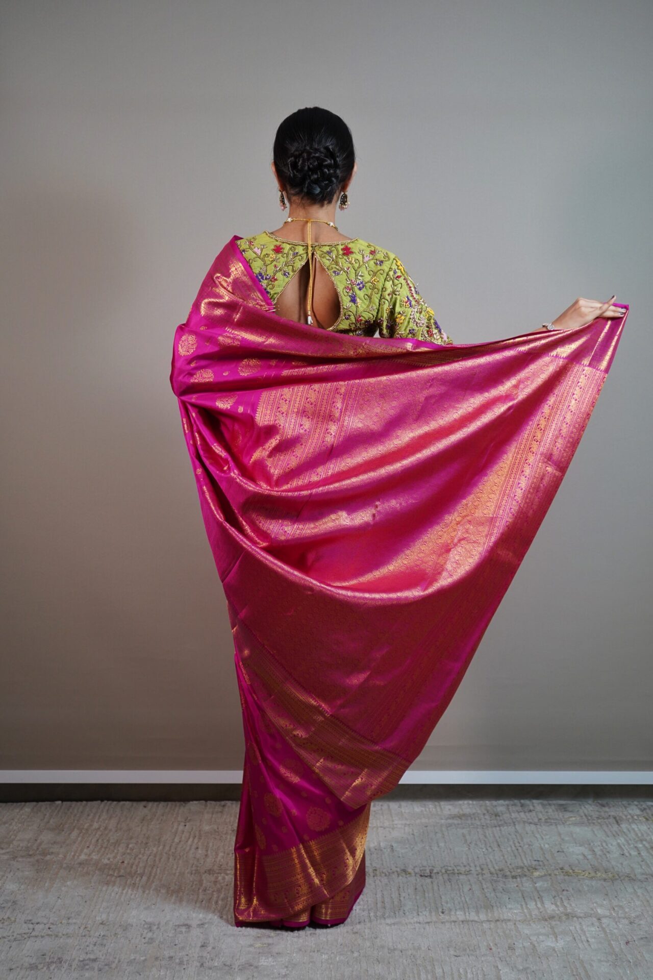Hot Pink Kanjivaram Saree