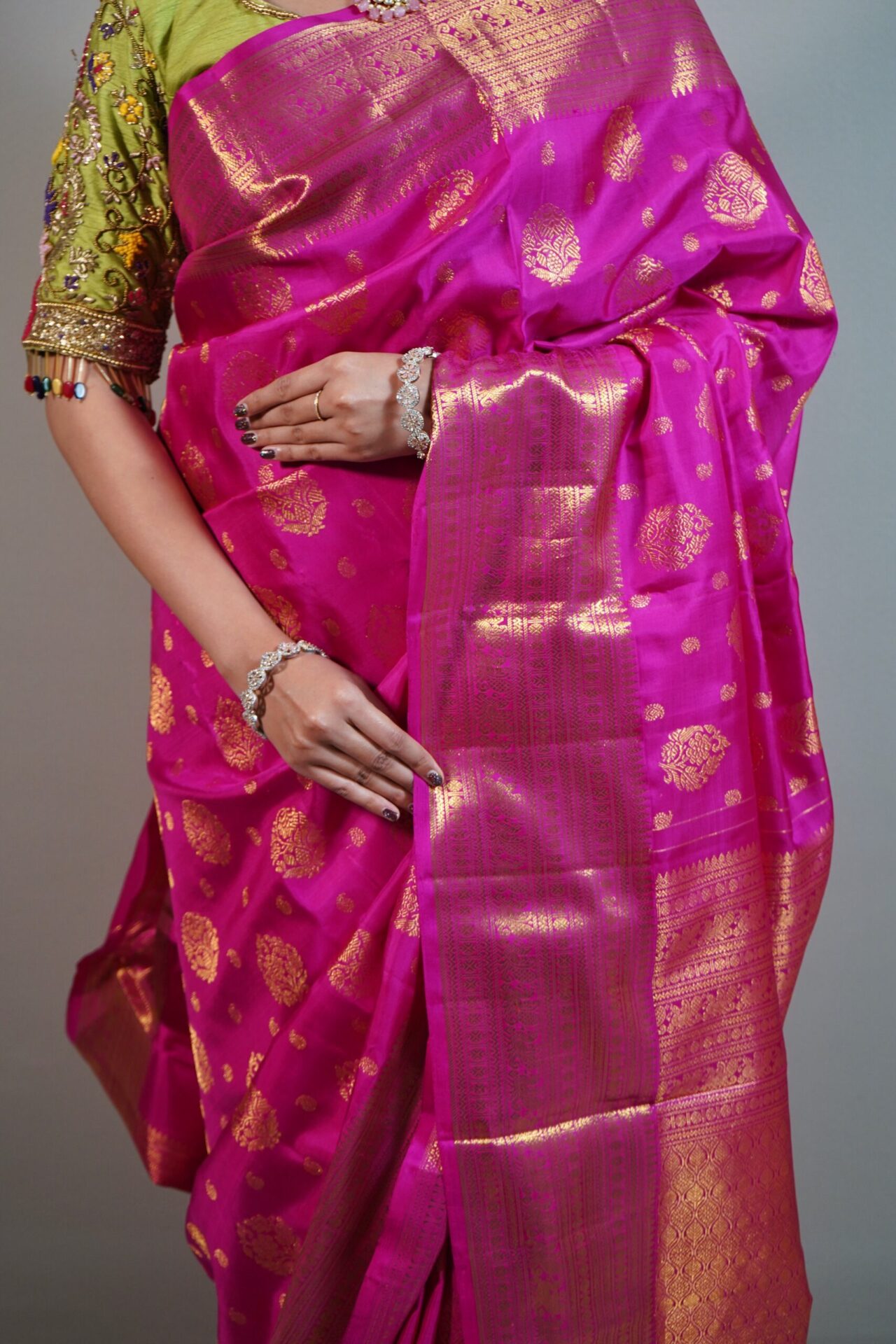 Hot Pink Kanjivaram Saree