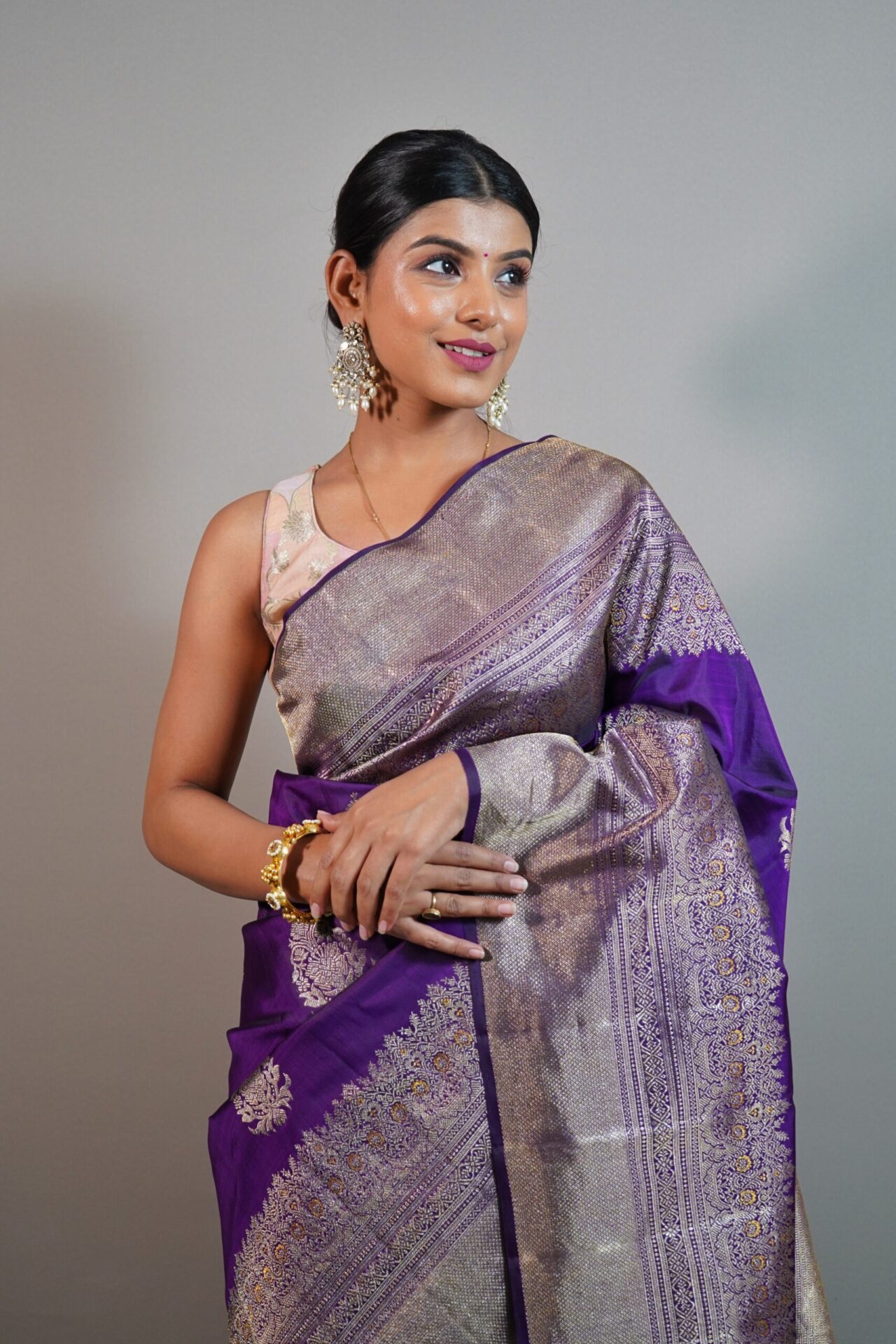 Indigo Purple Kanjeevaram Saree