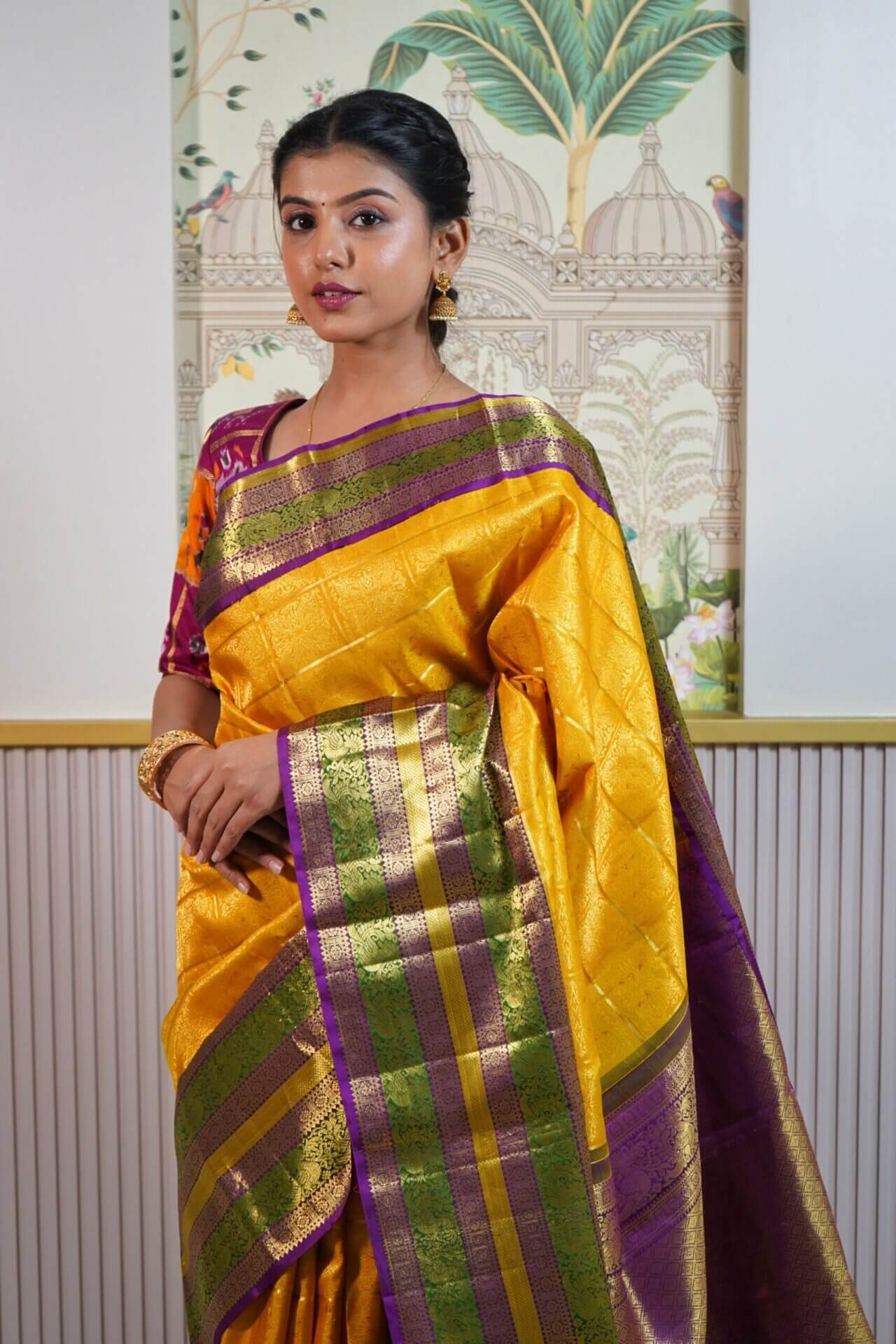 Mustard Kanjeevaram Saree