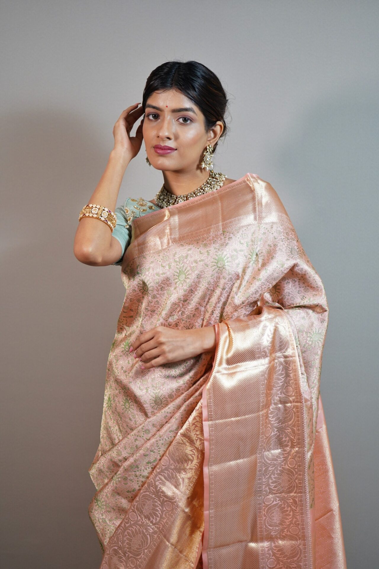 Peach Kanjivaram Silk Saree
