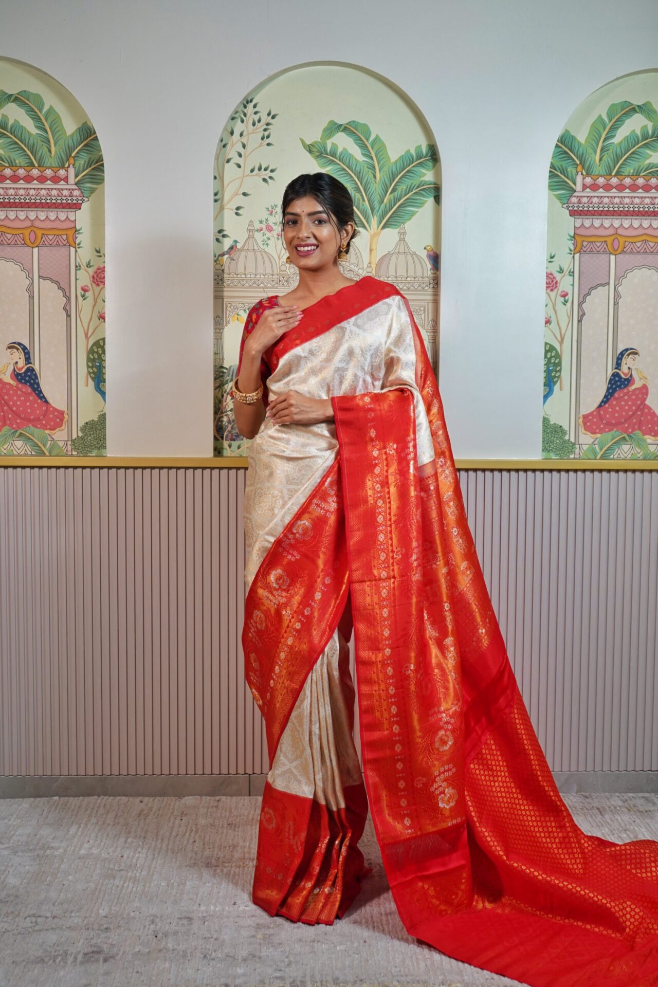 White Kanjeevaram Saree