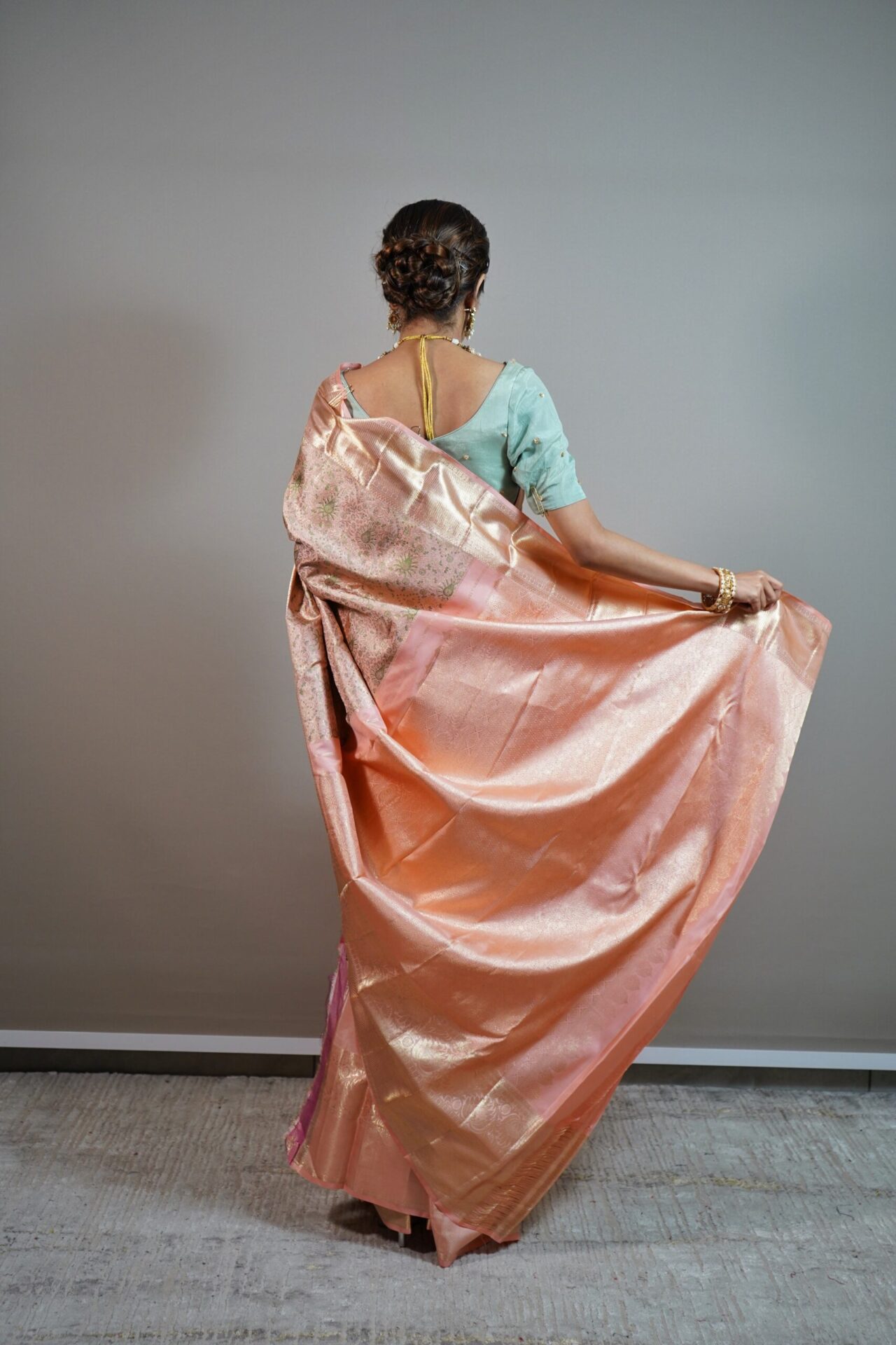 Peach Kanjivaram Silk Saree