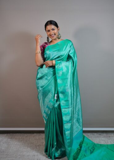 Aqua Green Kanjeevaram Saree