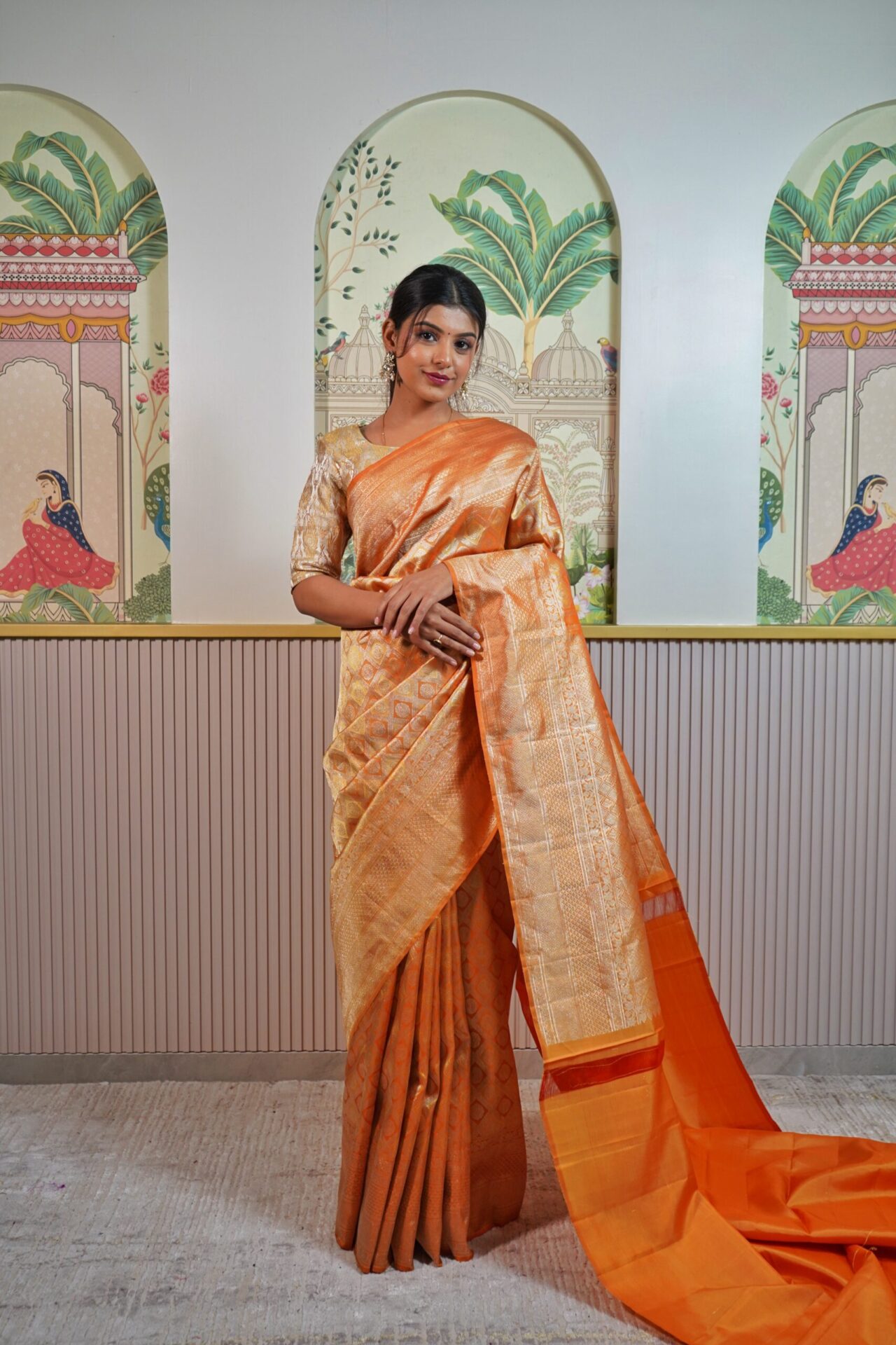 Orange Kanjeevaram Saree