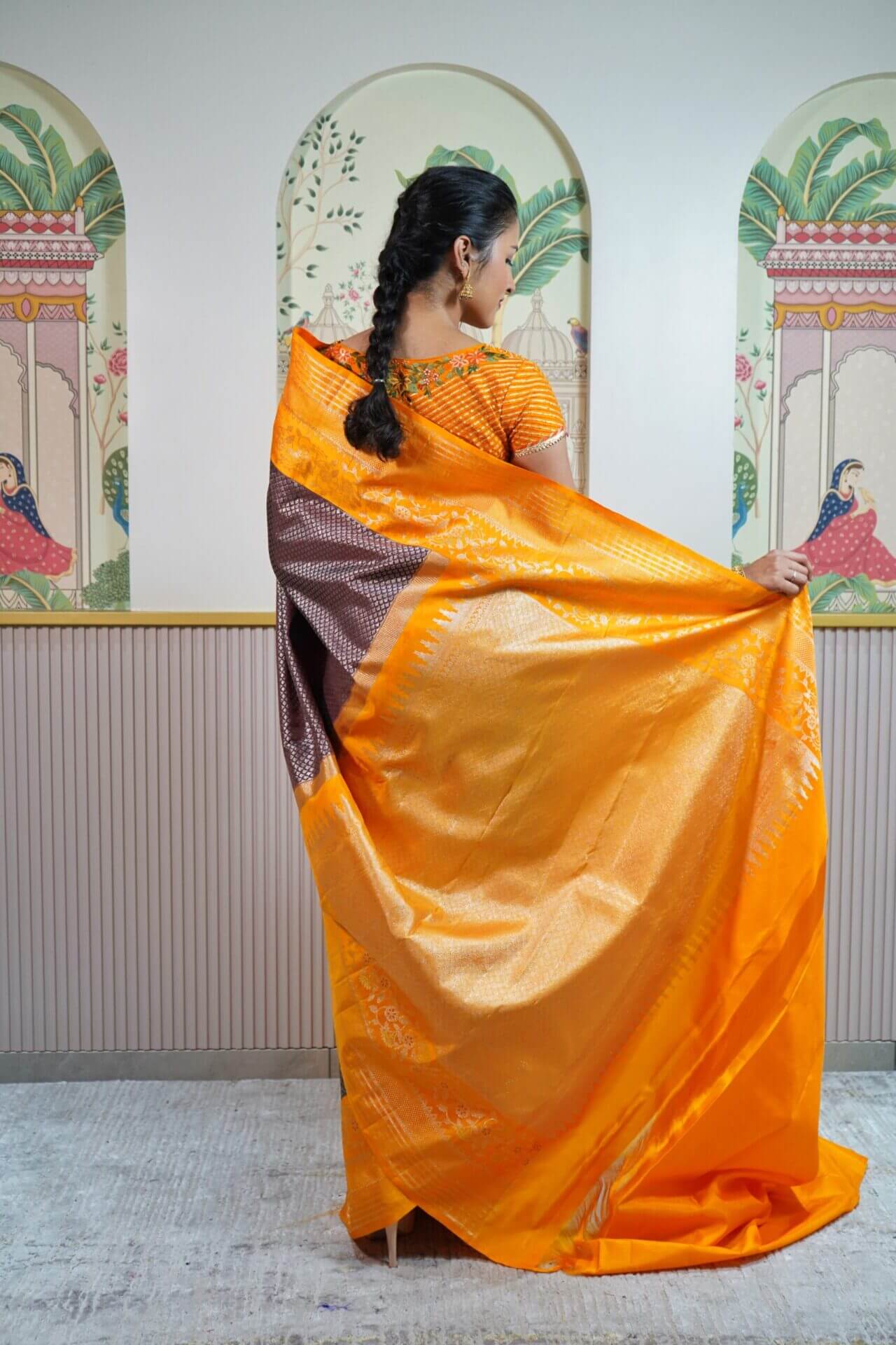 Deep Brown Kanjeevaram Saree