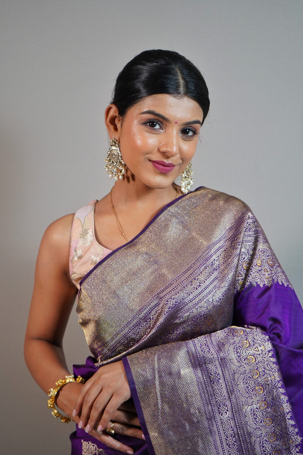 Indigo Purple Kanjeevaram Saree