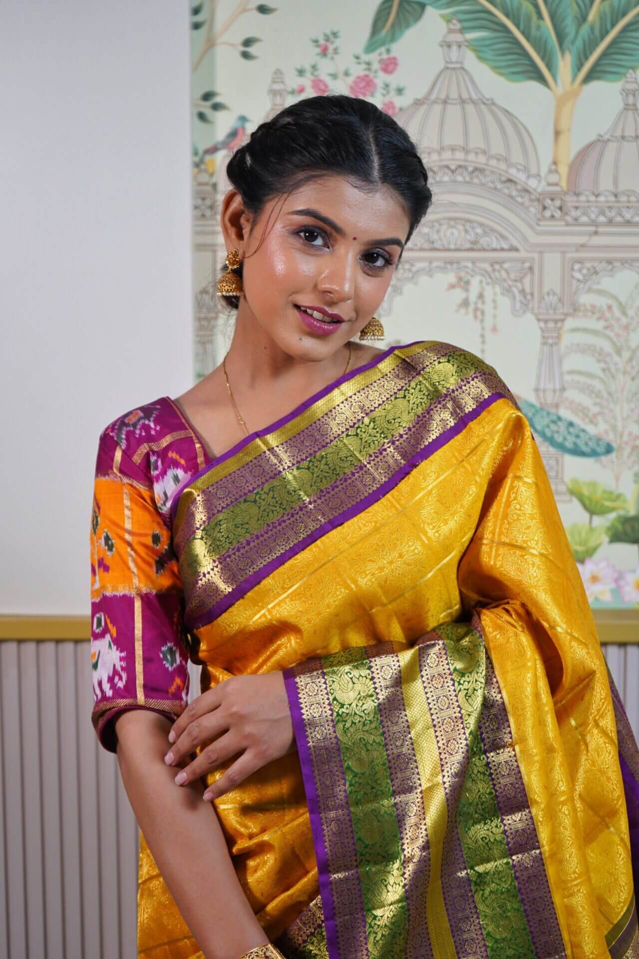 Mustard Kanjeevaram Saree