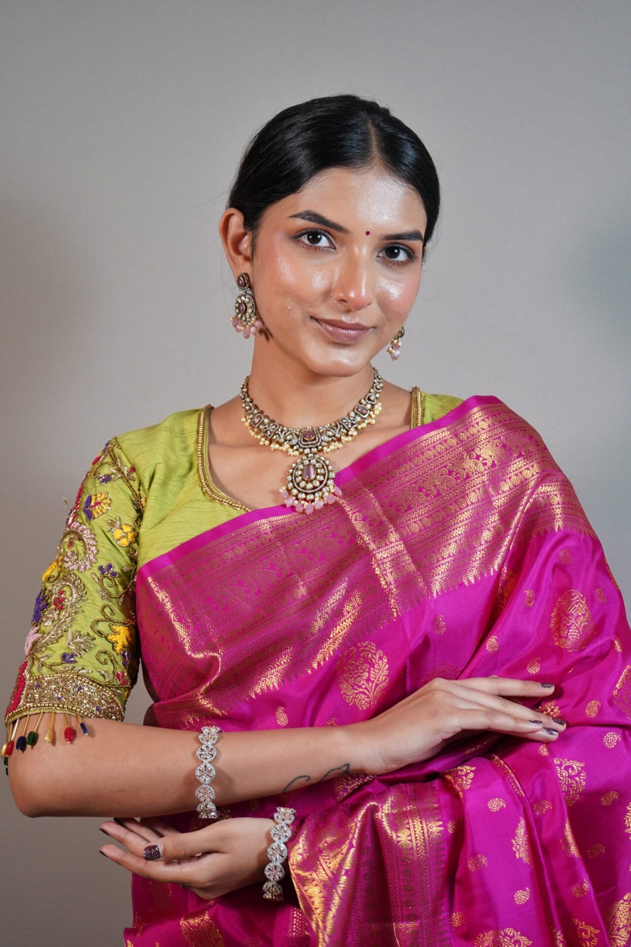Hot Pink Kanjivaram Saree