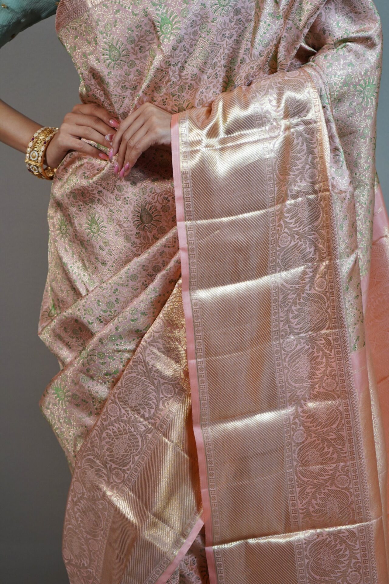 Peach Kanjivaram Silk Saree
