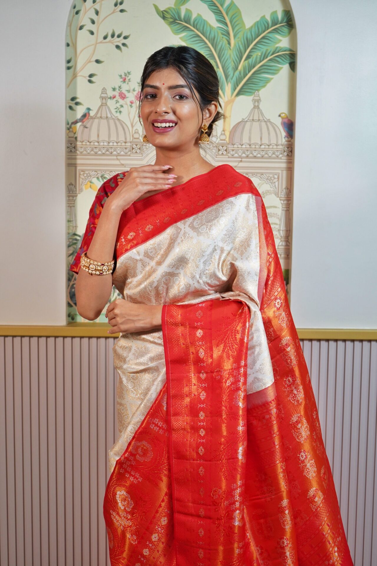 White Kanjeevaram Saree