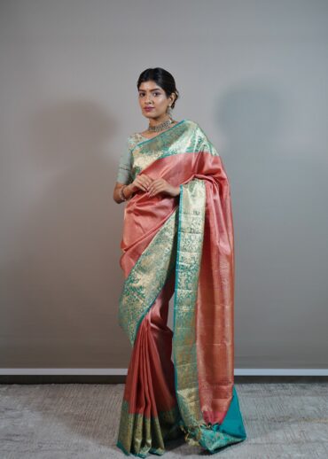 Peach Kanjeevaram Saree