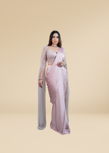 MAUVE PINK DRAPE SAREE