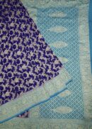 INK BLUE  KHADDI  GEORGETTE SAREE