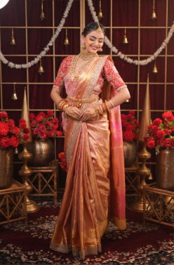 GOLDEN TISSUE SILK DESIGNER SAREE