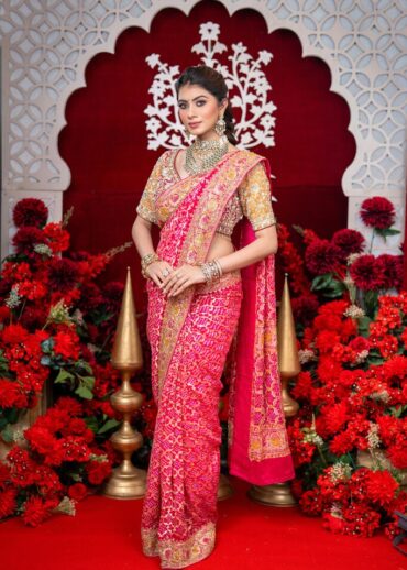 PINK BANDHANI DESIGNER SAREE