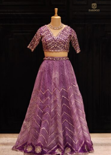 PURPLE LEHERIYA LEHENGA
