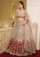 ASH GREY - MAROON BRIDAL LEHENGA