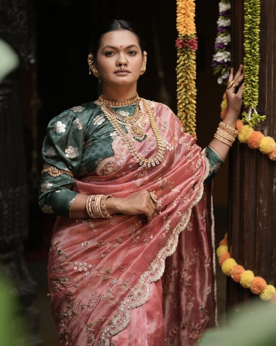 BURNT ORANGE DESIGNER SAREE