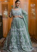 GREEN PEARL WORK LEHENGA