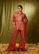 RUST ONION CRUSHED METALLIC TISSUE CO-ORD SET