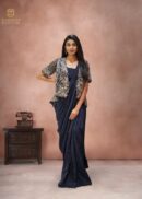 NAVY BLUE JACKET DRAPE SAREE