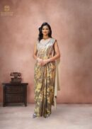 GOLDEN TEXTURED  DRAPE SAREE