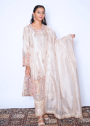 PASTEL PINK TISSUE ANARKALI SUIT