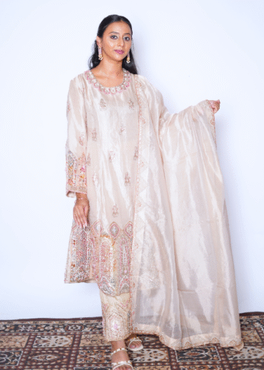 PASTEL PINK TISSUE ANARKALI SUIT