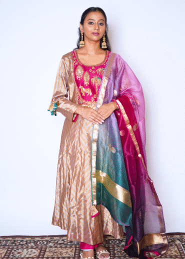 GOLDEN TISSUE ANARKALI