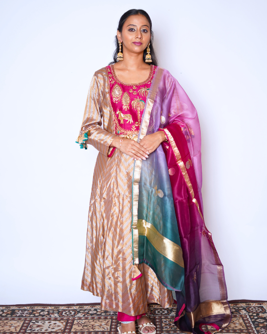GOLDEN TISSUE ANARKALI