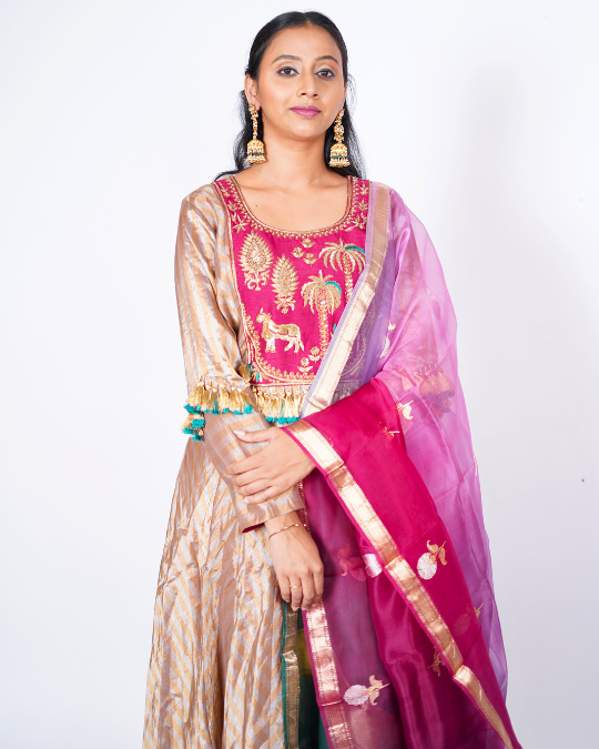GOLDEN TISSUE ANARKALI