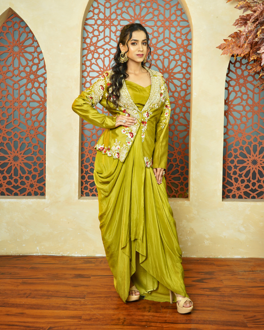 LEMON GREEN JACKET SET