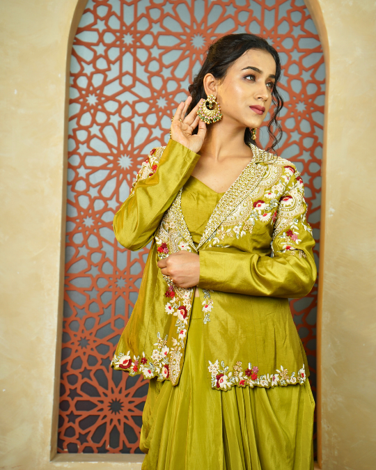 LEMON GREEN JACKET SET