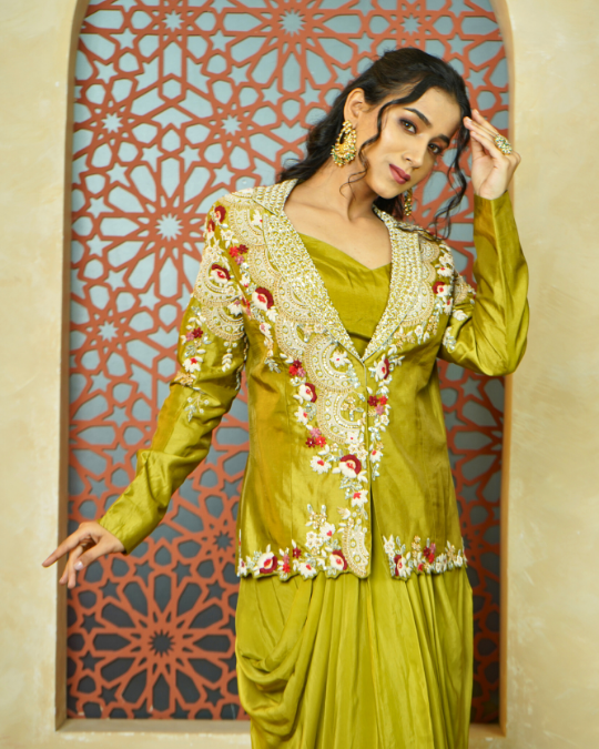 LEMON GREEN JACKET SET