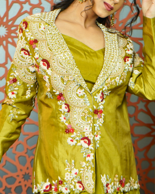 LEMON GREEN JACKET SET