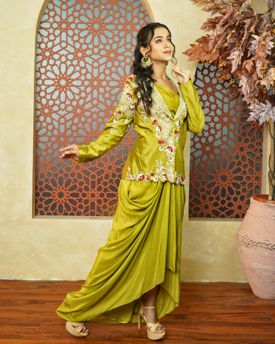 LEMON GREEN JACKET SET