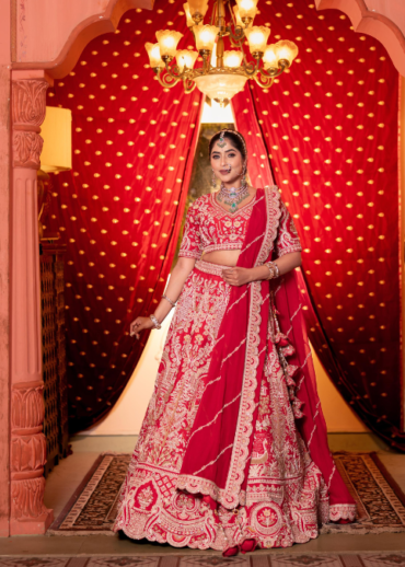 BRIGHT RED BRIDAL LEHENGA