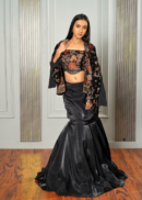 BLACK FISHCUT CORSET LEHENGA SET
